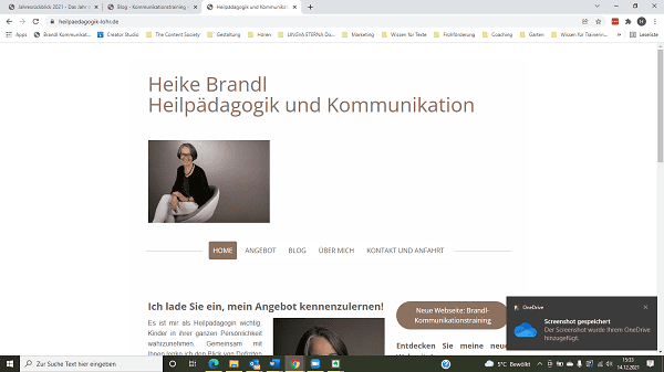 Screenshot einer Website